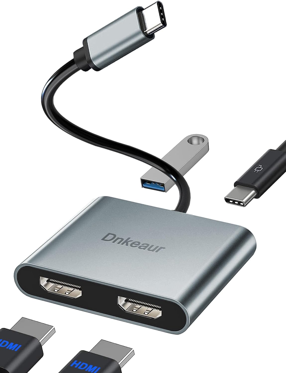 楽天日本小売業販売Dnkeaur USB C - デュアル HDMI アダプター USB C スプリッター 2モニター拡張ディスプレイ デュアルモニター用 HDMI アダプター Type C HDMI ハブ ノートパソコン/モニター用 マルチモニタードッキングステーション Thunderbolt 対応 USBハブ