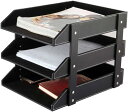 RHCSZ wjj-006 レザーデスクファイルオーガナイザー 3層積み重ね可能なトレイ 書類 フォルダー 文房具 雑誌 新聞 手紙 その他のホームオフィス雑貨保管用 ブラック レタートレイ&スタッキングサポート