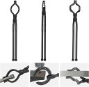 VEVOR 鍛冶屋トング 鍛造トングセット 鍛冶トング フォージトング 炉用トング 鉄加工工具 鉄工 DIY ツール 18インチ 3個 Vビットボルトトング ウルフジョートング Z Vビットトング A3鋼リベット付き炭素鋼鍛造トング 初心者 経験豊富な鍛冶屋 刃物職人 職人向け ブラック
