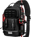 Ghosthorn 釣り用バックパック タックルスリングバッグ 軽量スリングタックル収納バッグ ロッドホルダー付き釣り用バックパック ブラック タックル収納バッ...