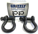 Grizzly Dリングシャックル 3/4インチ ブラック 2パック 容量4.75トン 頑丈な鍛造スチール 鍛造スチール製 ジープ ATV トラック 牽引 スナ...