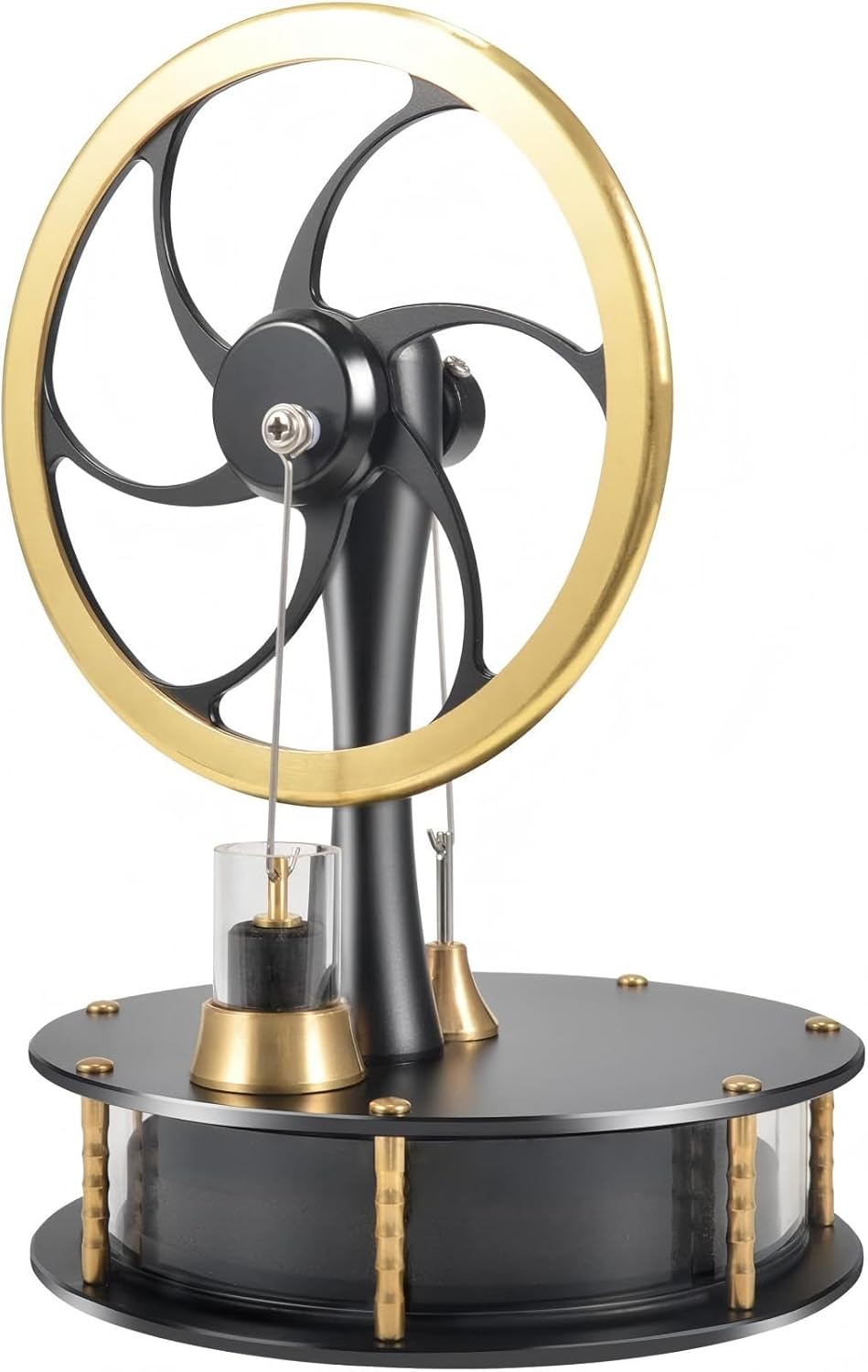 STPCTOU 低温差スターリングエンジン HZZ92 Pro Black 精密モデル 真鍮＆アルミ製 静音 高効率 熱駆動エンジン模型 物理学 科学実験 教育用 インテリア オブジェ 熱駆動 モーター / インテリア ギフト 科学実験 / 教育用 理科教材 / 熱力学 熱エネルギー 模型 ブラック