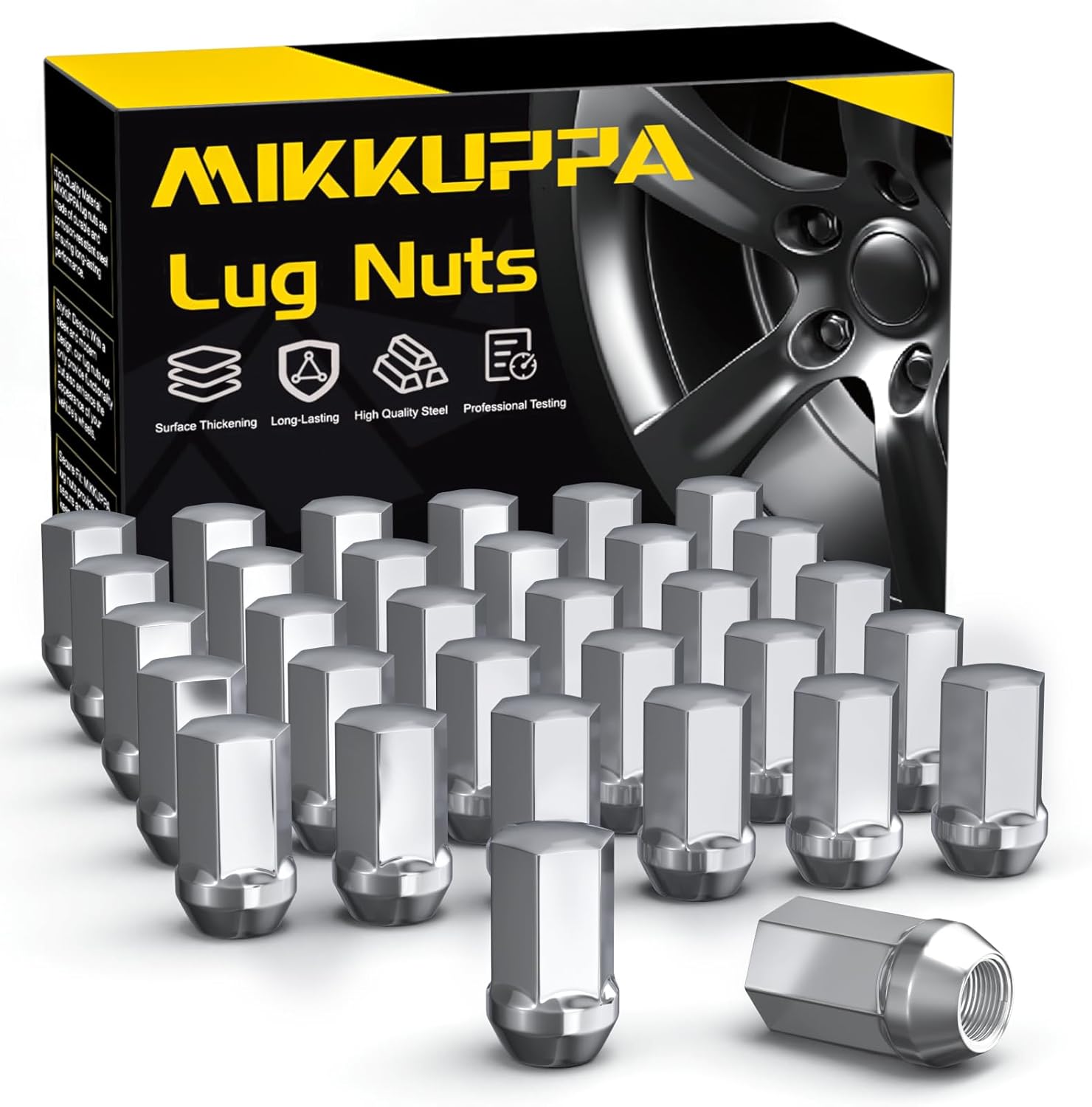 Rakuten - MIKKUPPA ホイールナット M14×1.5 クローム 32個セット シボレー Silverado / GMC Sierra / RAM 2500 3500 対応 一体型クローズエンド設計 純正交換 611-236 9596070 互換 ホイールナット / M14x1.5 / クロームナット / 32個セット 一体型ナット/ ホイールパーツ