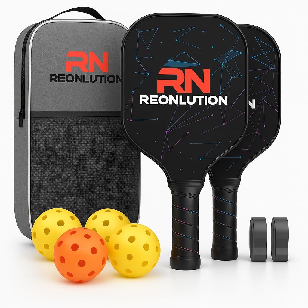 乐天商城 - Reonlution ピックルボール パドル 2本セット 軽量ファイバーグラス製パドル2本・屋内外ボール4個・滑り止めグリップ2個・キャリーバッグ付き 初心者〜中級者向け ピックルボールラケットセット 軽量モデル アウトドア 室内兼用 スポーツジム 試合 ファイバーグラス パドル