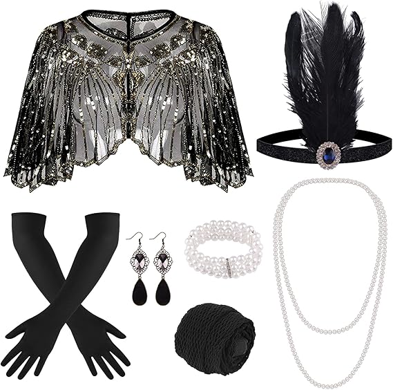 ELECLAND 1920年代 フラッパー アクセサリー 10点セット レディース｜グレート・ギャツビー風 Roaring ..