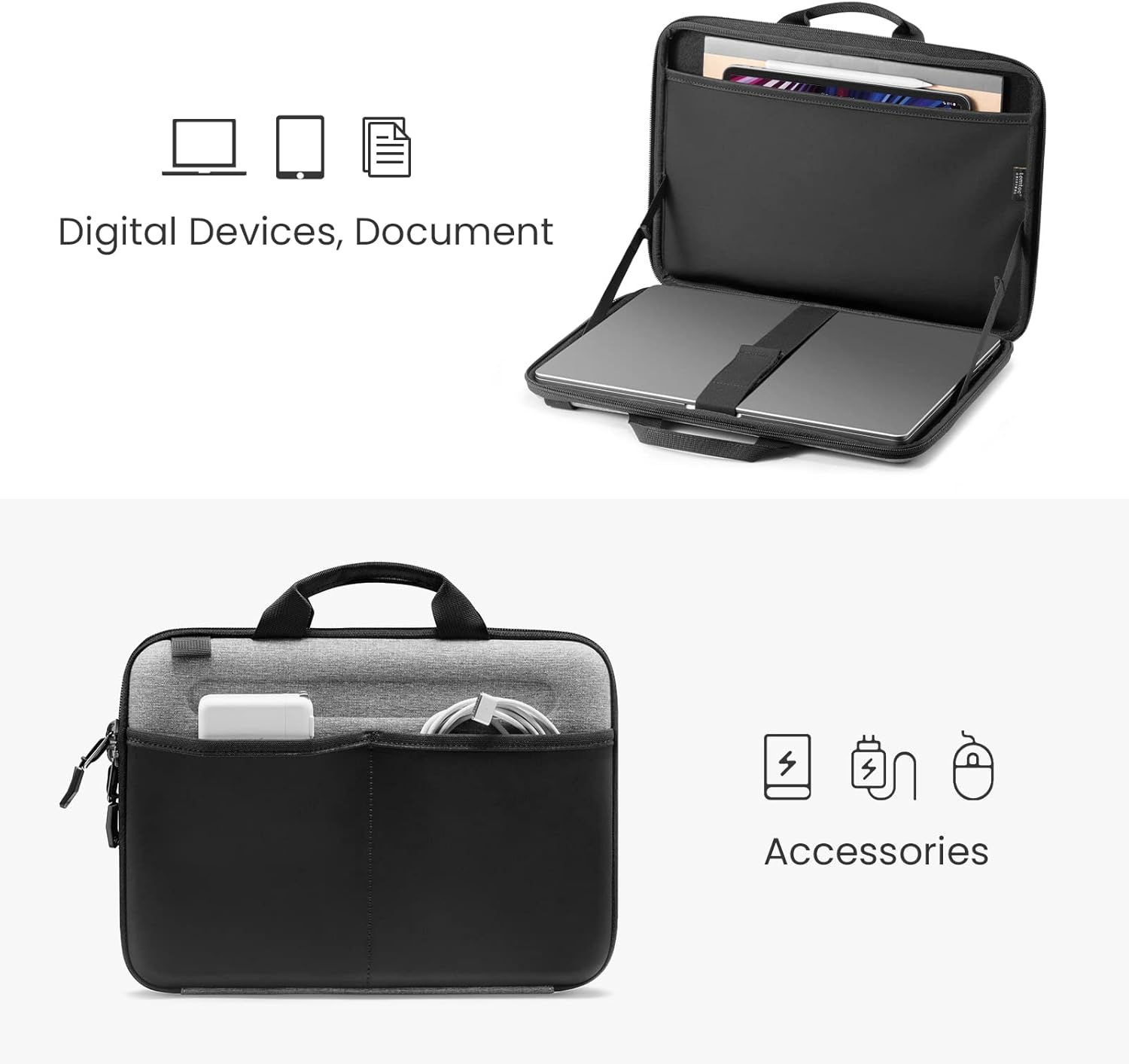 tomtoc スリム ハードケース 13インチ MacBook Air / MacBook Pro対応 タブレットポケット付き 整理収納型 保護ショルダーバッグ（最大11インチ iPad Air/Pro対応）スリム ハードケース＆ショルダーバッグ｜tomtoc 13インチ MacBook対応 MacBook Air/Pro 全対応