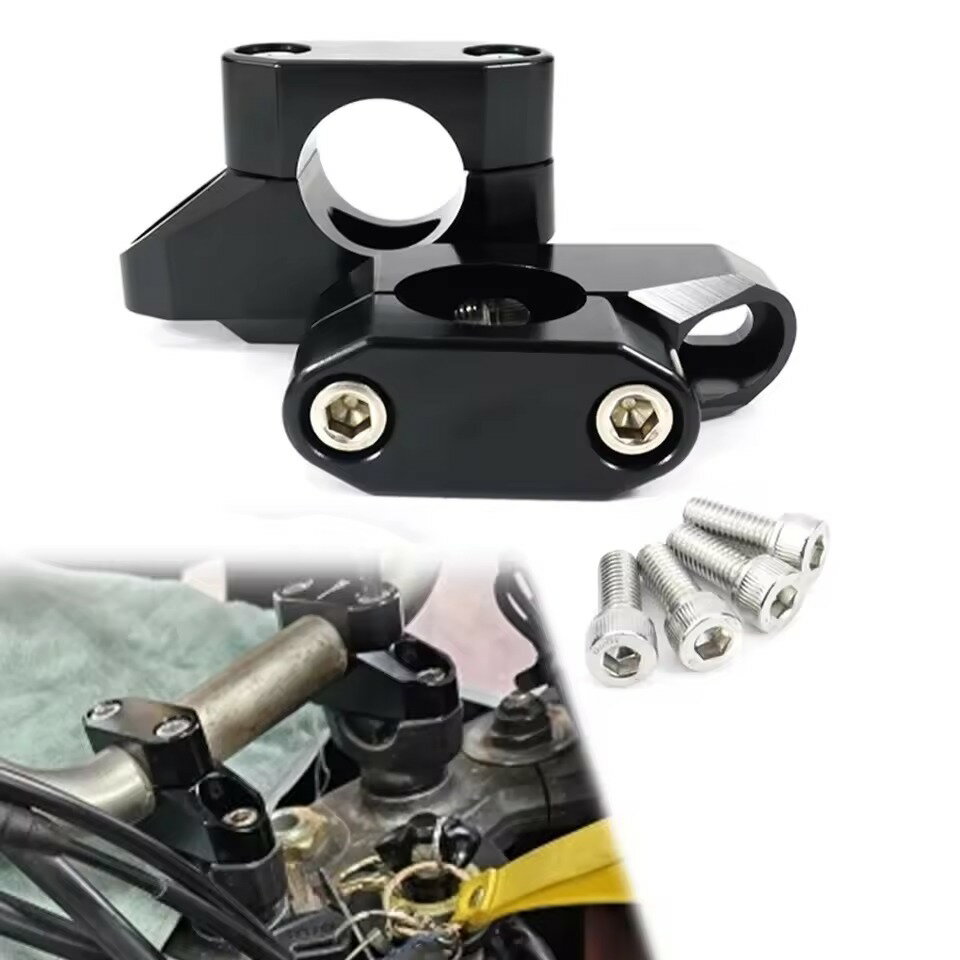乐天商城 - Xracingmoto スズキ 28mm ハンドルライザー バックオフセット GSX-S1000 GX GSX-8S Vストローム 800 1050 RM-Z 汎用 ファットバー対応 スズキ GSX-S1000 / GSX-8S / Vストローム 対応 ハンドルライザー 28mm（1-1/8インチ）アップ＆バック可動 ファットバー用 ブラック