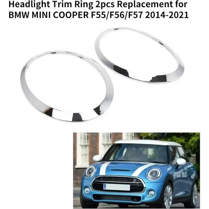 乐天商城 - MINI Cooper F55/F56/F57 2013-2018 ヘッドライト アイブローリング クローム 左右セット MINI Cooper F55 F56 F57 フロント ヘッドライト クロームフレーム 左右2点セット ヘッドライトアイブロウリング トリム ヘッドライトフレーム クローム ヘッドライト クロームトリム
