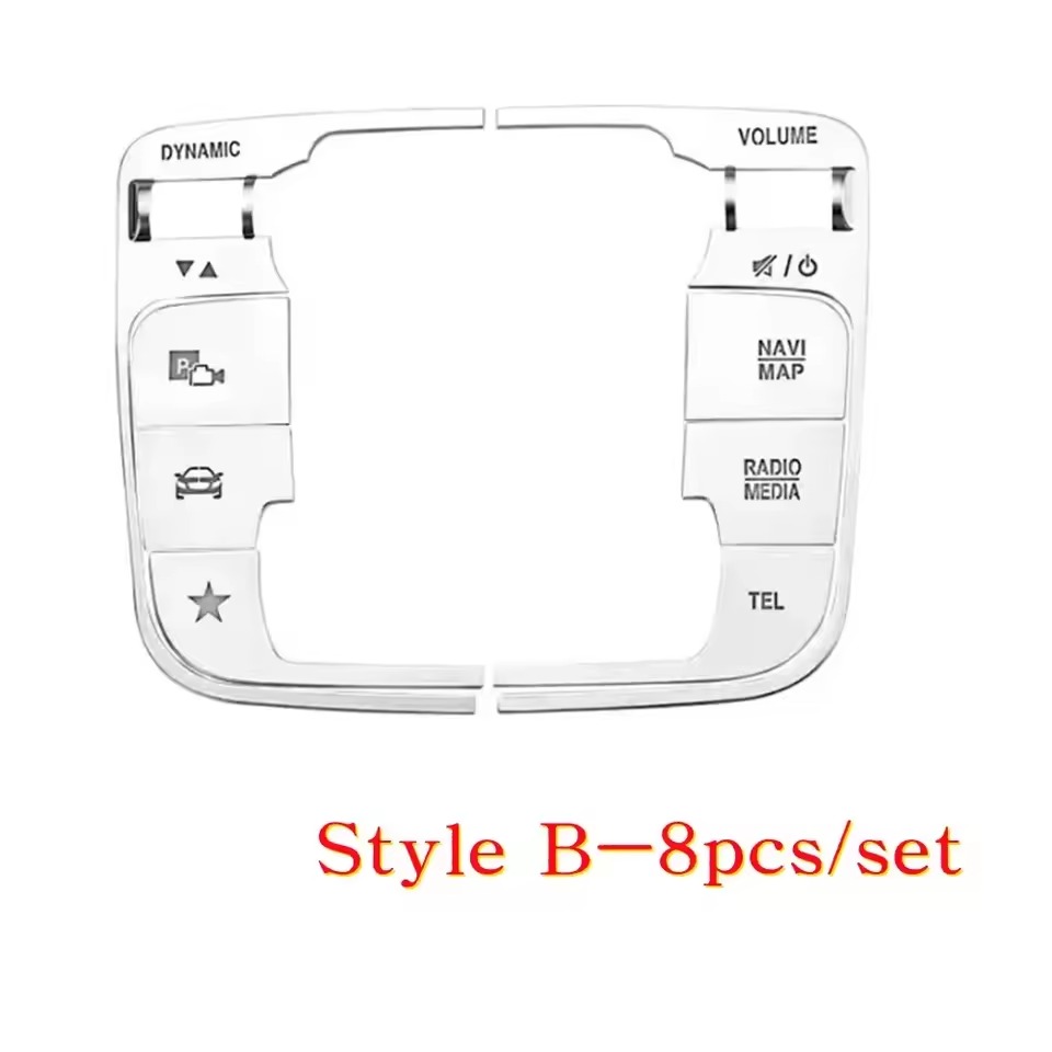 Rakuten - Mercedes-Benz 対応 センターコンソール メディアマウス ボタン デコレーショントリム ステッカー トリムステッカー Mercedes-Benz EQB / EQA / Aクラス / Bクラス / CLA / GLE / GLS / GLB インテリア ガーニッシュ ABS シルバー ドレスアップ カスタムパーツ 8点セット