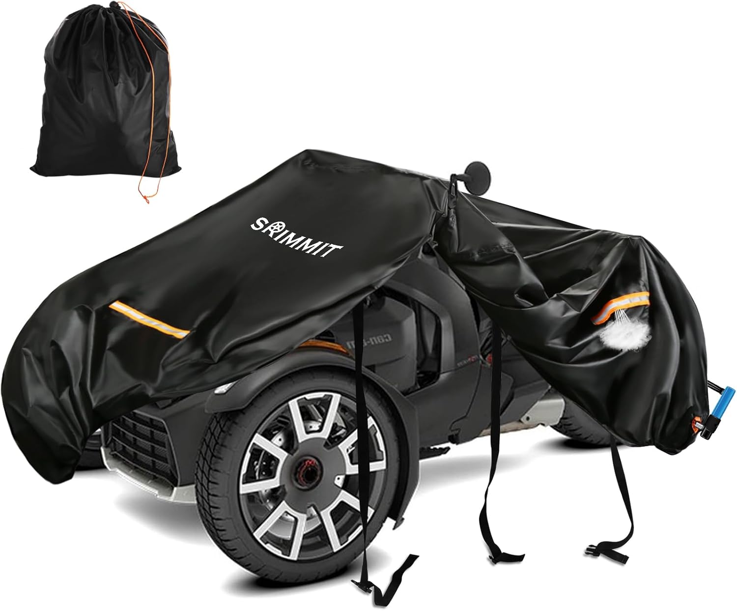 Rakuten - SRIMMIT ヘビーデューティー 420D 3輪バイク用 フルカバー 防水 3輪モーターサイクル対応 Can-Am Ryker 600 / 900 / Sport / Rally Edition 防水ストリップ付き・強化 雨雪対策カバー 3輪バイク専用フルカバー 防水・防雪 厚手オックスフォード生地 全天候型バイクカバー