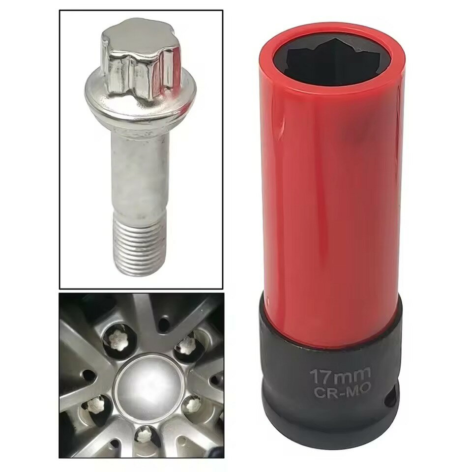 乐天商城 - ホイールロックナット 外し ソケット 17mm ユニバーサル 盗難防止ナット リムーバー ベンツ Sクラス対応 1/2インチ CR-MO 整備工具 ホイールロックナット外しソケット ベンツ Sクラス対応 盗難防止ナット除去工具 ユニバーサル 修理用レンチ ホイールロックナットリムーバー