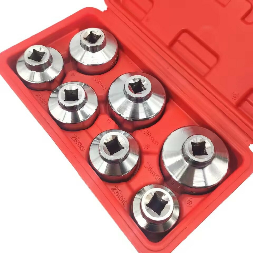乐天商城 - オイルフィルターソケット セット 7点 24mm〜38mm カップ型 フィルターリムーバー CR-V鋼 ケース付き 自動車整備 工具 オイルフィルターレンチ 7点セット 24-38mm ソケットタイプ CR-V鋼製 カートリッジ式対応 フィルターカップレンチ 専用ケース付 オイルフィルターレンチ