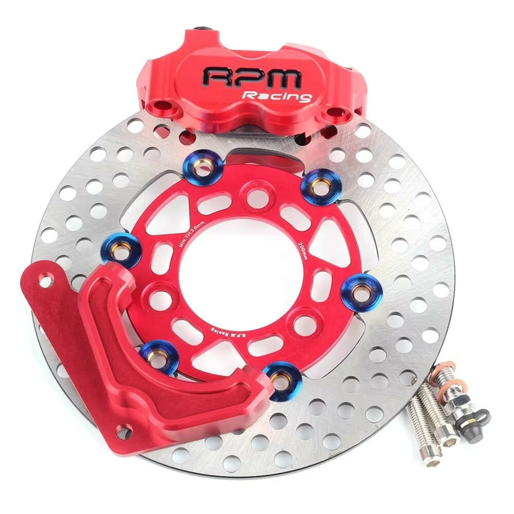 乐天商城 - ホンダ DIO ディスクブレーキキット 200mm AF27 AF28 AF34 AF35 AF36 キャリパー ブラケット セット CNC ブレーキディスクキット 200mm ホンダ DIO AF27 AF28 AF34 AF35 AF36 対応 キャリパー付き フロントディスク ブレーキ強化 200mmフロントディスクブレーキキット レッド