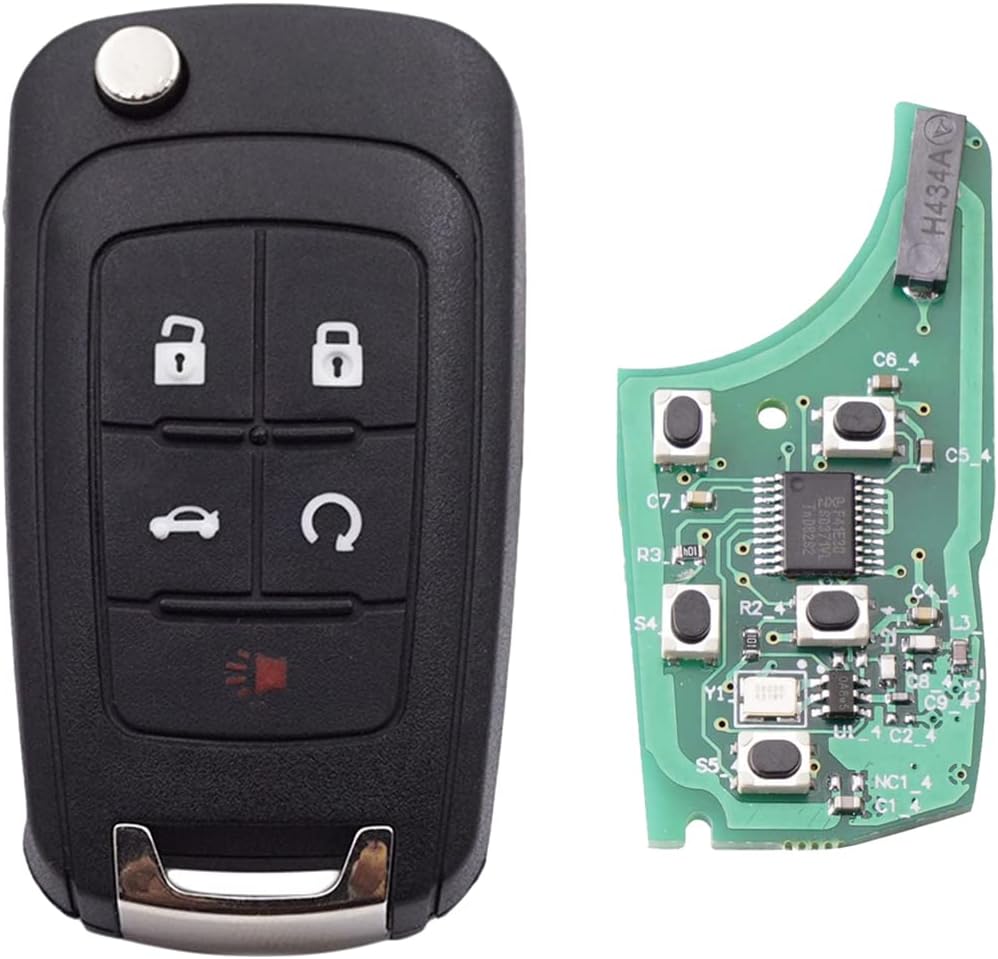 BTOZRF 5ボタン キーレス リモート フリップ カー キー フォブ シボレー カマロ 2010-2016 シボレークルーズ 2010-2016 シボレーエクイノックス 2010-2016 シボレーマリブ 2010-2016 FCC OHT01060512 シボレー用キーレスキー 5ボタン 基板付 シボレー キーレスエントリーキー