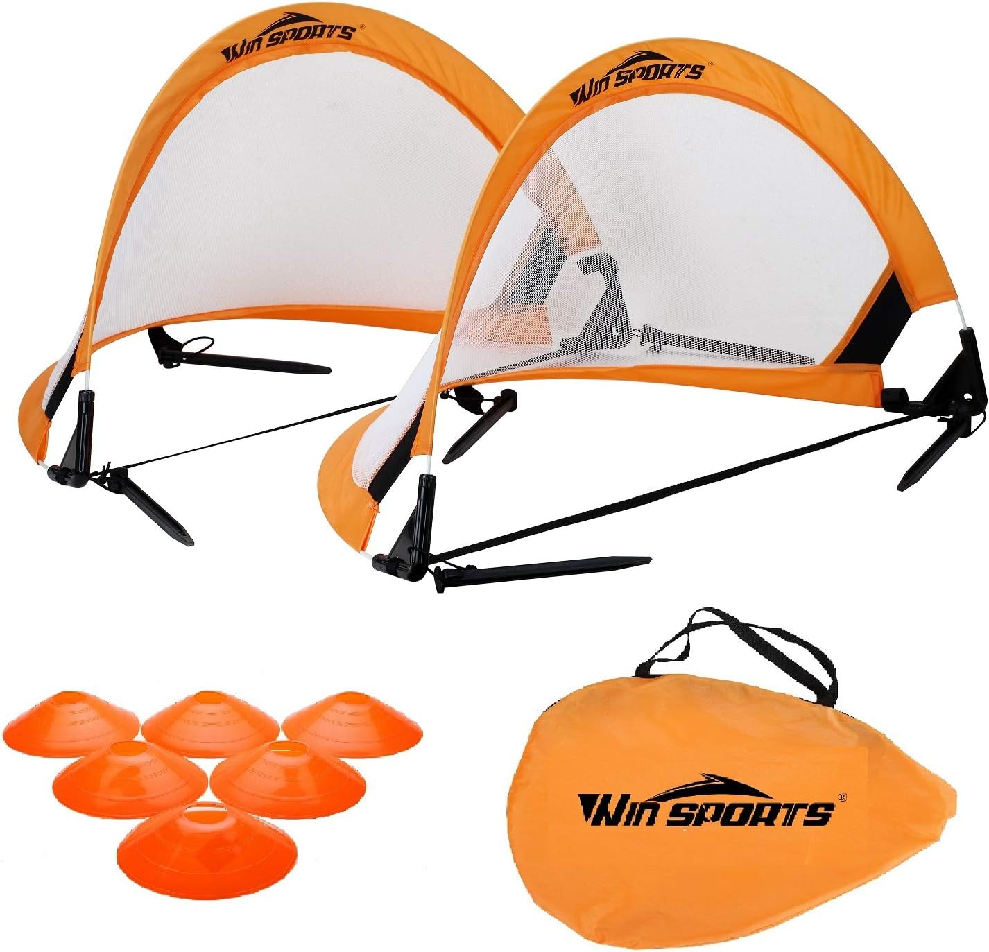 Win SPORTS 折りたたみ式ポップアップサッカーゴールプロ サッカーゴール Soccer Goalsポータブルサッカーネット2個 キャリングケース & ト...