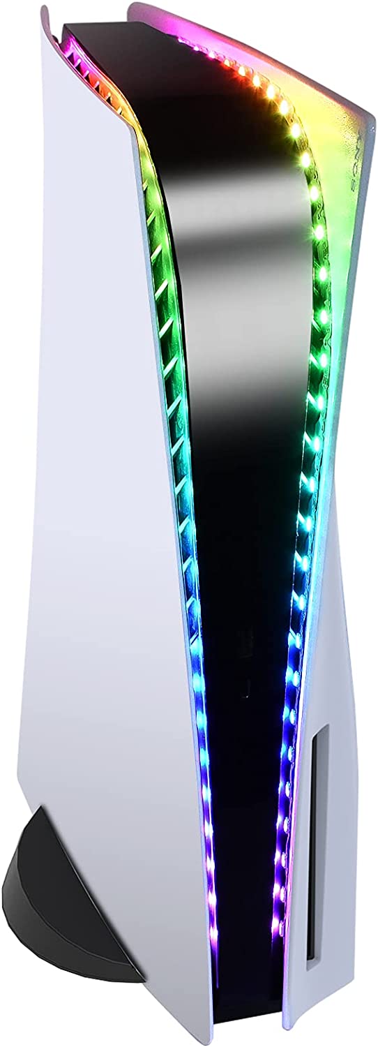 PS5ディスク＆デジタル版、7色358の効果を持つ5050 RGBフレキシブルLEDストリップ、プレイステーション5コンソールのためのLEDライトストリップDIY装飾アクセサリー用RGB LEDライトストリップ PSPアクセサリーキット