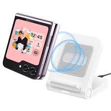 GIZNCHA Samsung Z Flip ワイヤレス充電器 Galaxy Z Flip5/4/3 折りたたみ式ワイヤレス充電スタンド Samsung Galaxy Z Flip4/Z Flip3/5G 電話と互換性のある 15W 高速フリップ充電器 ホワイト (アダプターなし)