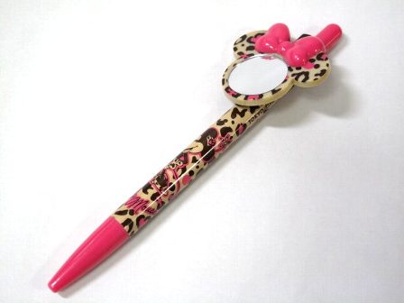 ディズニーリゾート限定 ミニーのミラー付きペン ヒョウ柄