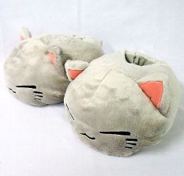 灰ねむネコ ぬいぐるみスリッパ ｢ねむネコ｣のサムネイル