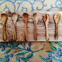 【直輸入 フェアトレード】オリーブの木　北アフリカ・チュニジアより　小さな頃から本物に触れさせてください。オリーブの木　ベビースプーン6本セット　おうちごはん　テーブルコーディネート　フェアトレード　天然素材　木製　　ベビースプーン　離乳食用
