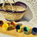 Hanen 湯のみ チュニジア在住作家 ハネンさんのカラフルオリジナル陶器 手つくり チュニジアから直輸入 大胆な色遣い 地中海陶器 電子レンジ可 食洗器可 ぽ...