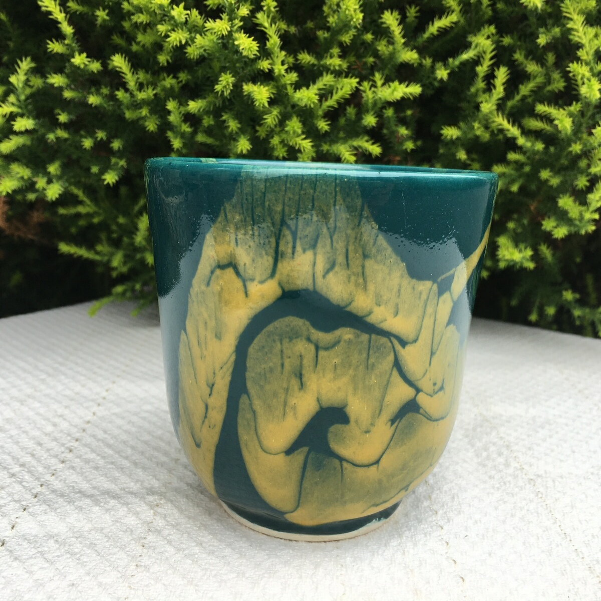 湯のみ　カップ　Hanenカラフル地中海陶器　イエローベースのシックな色合い　たっぷりサイズ　ターコ..