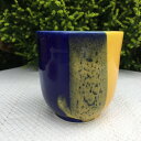 湯のみ カップ Hanenカラフル地中海陶器 大人気カラーブルー&イエロー たっぷりサイズ ブルー イエロー 異国の風を感じる一品 チュニジアより直送 おうちご...