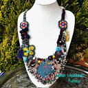 オヤoya刺繍 トルコ伝統工芸 ロングネックレス 「珊瑚の海」 ネックレス105 1点もの 天然石 ビーズ コットン シルク