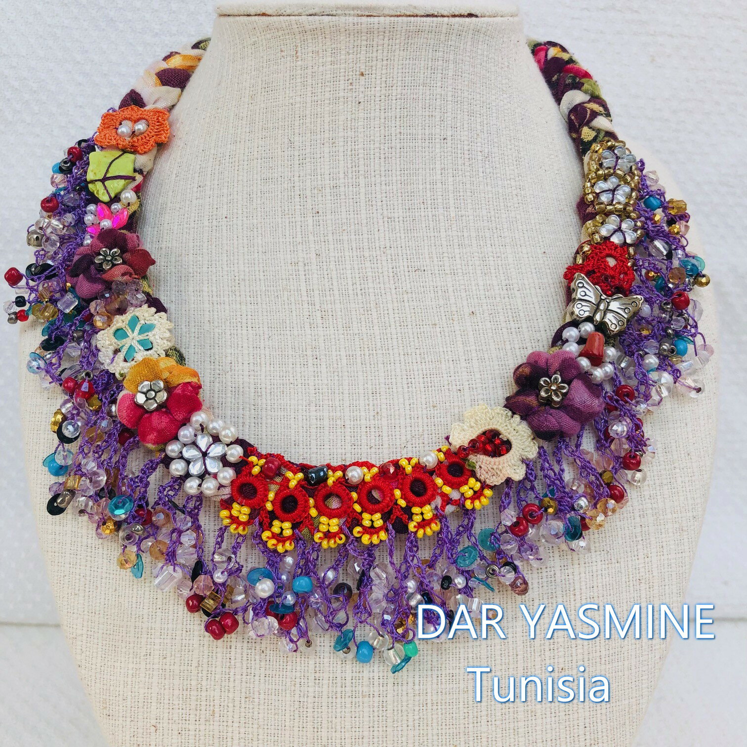 オヤoya刺繍 　トルコ伝統工芸　チョーカー　「高貴さの中にも思いやりや誠実さのある牡丹の花のように..