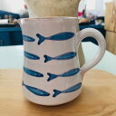 ミルクピッチャー 北アフリカ・チュニジアより直輸入 魚たちが楽しそうに地中海の海を泳いでいく たっぷりサイズ マグカップにも 魚モチーフ 海の中の世界 03