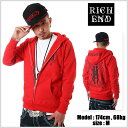 ▽復刻▽★RICHEND ZIP HOODY / リッチエンド ジップ パーカー -BAD LADY-【レッド×ブラック】★411 フォーダブワン ソウルジャパン SOULJAPAN 雑誌掲載 メンズ ファッション 服 HIPHOP B系 B BOY LL 2L 3L 4L 5L DANCE ダンス 衣装