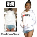 レディース GLAD NEWS グラッドニュース プルオーバーパーカ 【I LOVE ROCK】 (1.ホワイト) (2.グレー)レディース ファッション 服 HIPHOP B系 B BOY DANCE ダンス 衣装 AMAZING アメージング