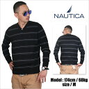 NAUTICA ノーチカ Vネック サマーセーター ニット【ボーダー：ブラック×グレー】 411 フォーダブワン ソウルジャパン SOULJAPAN 雑誌掲載 オラオラ 悪羅悪羅 メンズ ファッション 服 HIPHOP B系 B BOY