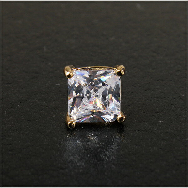 1粒売り 片耳 14KGP ピアス‘四角■ 8mm ’ゴールド【 ピアス メンズ レディーズ 兼用 14KGP 1粒売り 片耳 】【メール便対応商品】