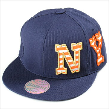 SNAP BACK CAP/スナップバックキャップ (NY：ネイビー×オレンジ)メンズ ファッション 服 HIPHOP B系 B BOY DANCE ヒップホップ ダンス 衣装 AMAZING アメージング