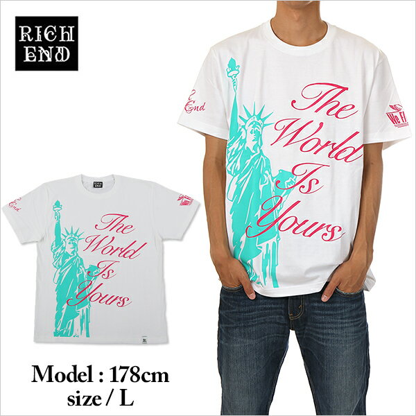 RICHEND リッチエンド Tシャツ メンズ 大きいサイズ LIBERTY（ホワイト×エメラルド）ファッション 服 ヒップホップ ダンス 衣装 AMAZING アメージング