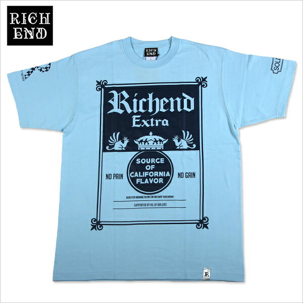RICHEND リッチエンド Tシャツ 半袖 メンズ 大きいサイズ EXTRA（ライトブルー×ネイビー）B系 ストリート系 ヒップホップ ダンス 衣装 ブランド ファッション AMAZING アメージング