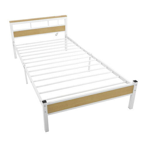 シングルベッド シングル ベッドフレーム パイプベッド コンセント付き 宮 コンセント ベッド 木製 下収納 スチール 耐震 ベッド パイプ 金属