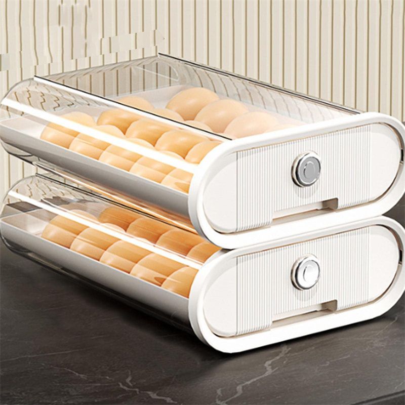 卵収納ケース冷蔵庫用 卵ケース卵入れ 自動ローリング エッグホルダ 卵保護トレイ ポータブル 卵容器透明 卵収納可能 最適保管 冷蔵庫 整理ツール 卵保管に最適！