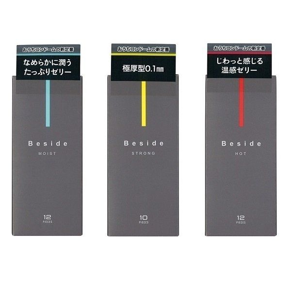 不二ラテックス Beside ビーサイド 3タイプ モイスト ホット ストロング コンドーム 避妊具 スキン ゴム PK-B