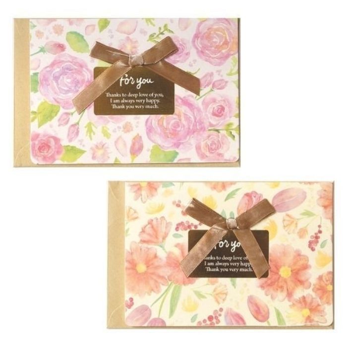 在庫処分お買い得商品 業務用 グリーティングカード ボタニカル フラワー ピンク オレンジ メッセージカード ラッピング レター ギフト プレゼント MB-B