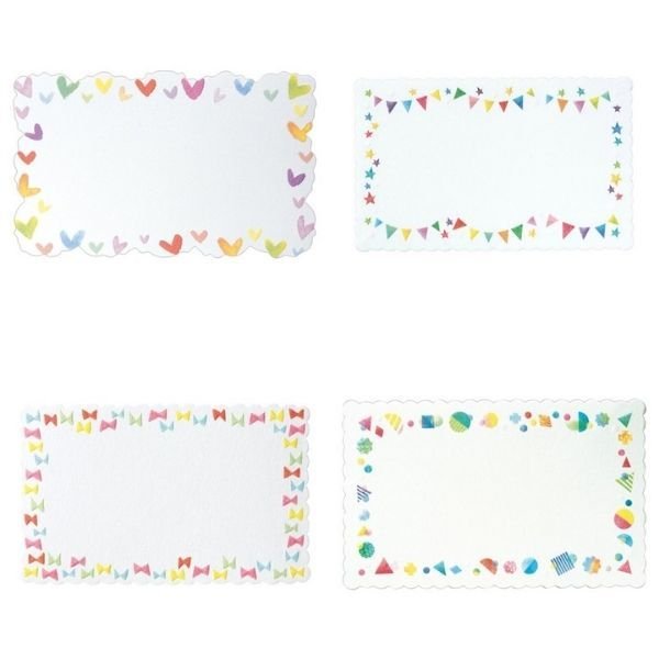 在庫処分お買い得商品 コミュニケーションカード ミニカード エンボス加工 12枚入 ハート フラッグ リボン シェイプ ラッピング レター ギフト プレゼント ...