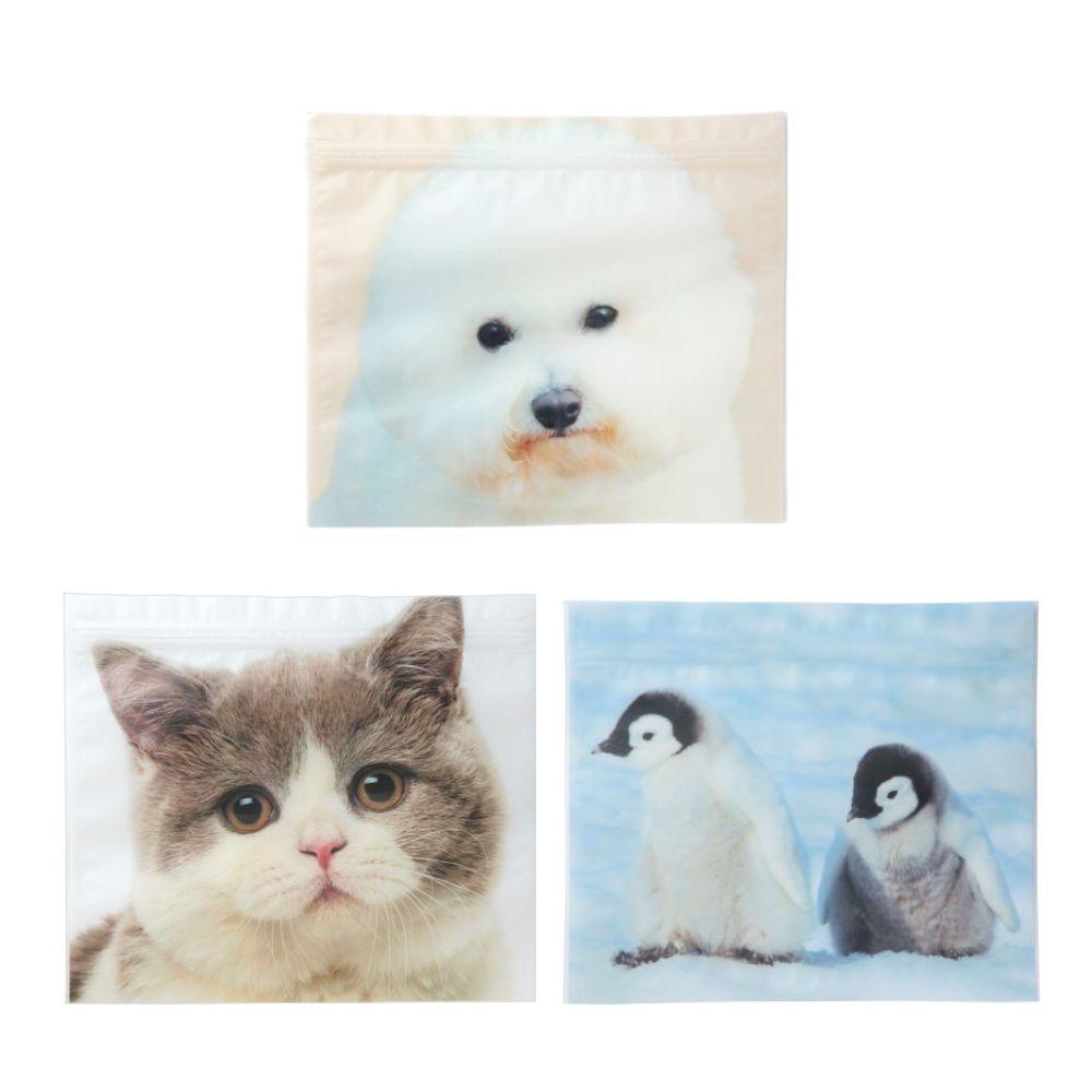 在庫処分お買い得商品 ジップバッグ アニマル WLサイズ 5枚入 W200mm×D80×H170mm 5枚入 ビションフリーゼ ハチワレネコ ペンギン ラッピン...