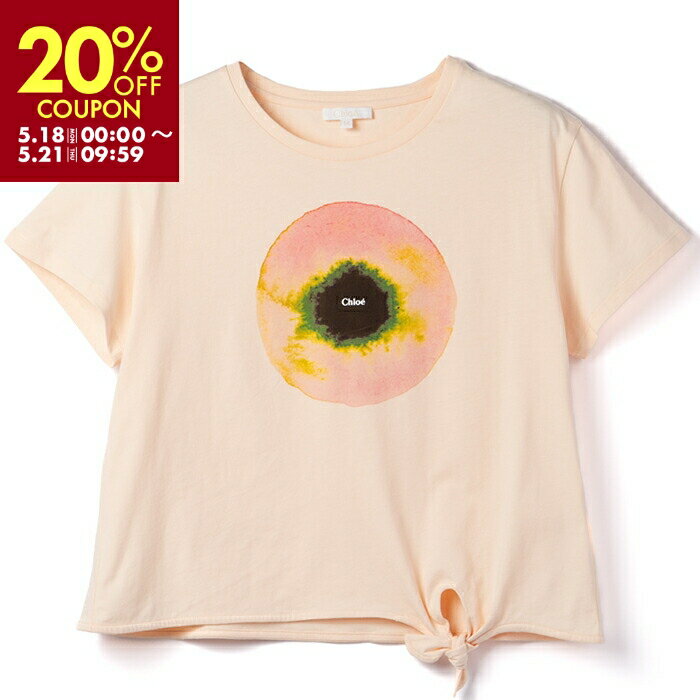 乐天商城 - クロエ CHLOE 【大人もOKキッズ Tシャツ ロゴプリント クルーネック 半袖シャツ 裾結び C20108 0003 45F【APSHSALE【P10