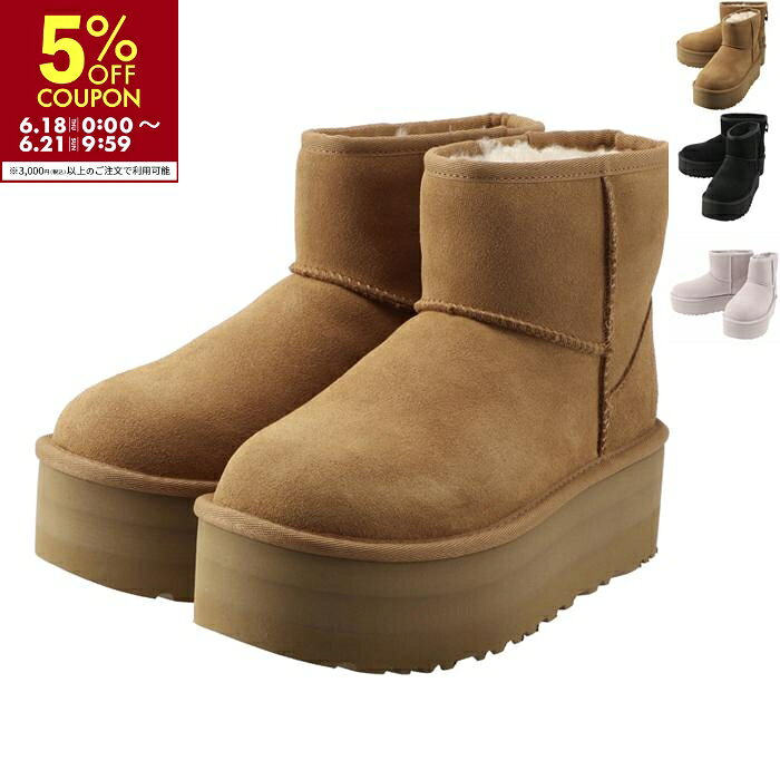 アグ UGG ムートンブーツ CLASSIC MINI PLATFORM クラシックミニ 厚底 5cmヒール ショートブーツ 1134991 0003