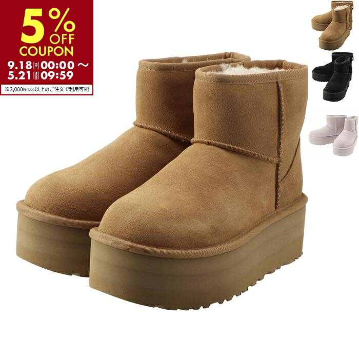 �A�O UGG ���[�g���u�[�c CLASSIC MINI PLATFORM �N���V�b�N�~�j ���� 5cm�q�[�� �V���[�g�u�c