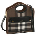 バーバリー BURBERRY ショルダーバッグ ミニ ポケットバッグ チェック ハンドバッグ ダークバーチブラウン 8071386【2023AW SALE】