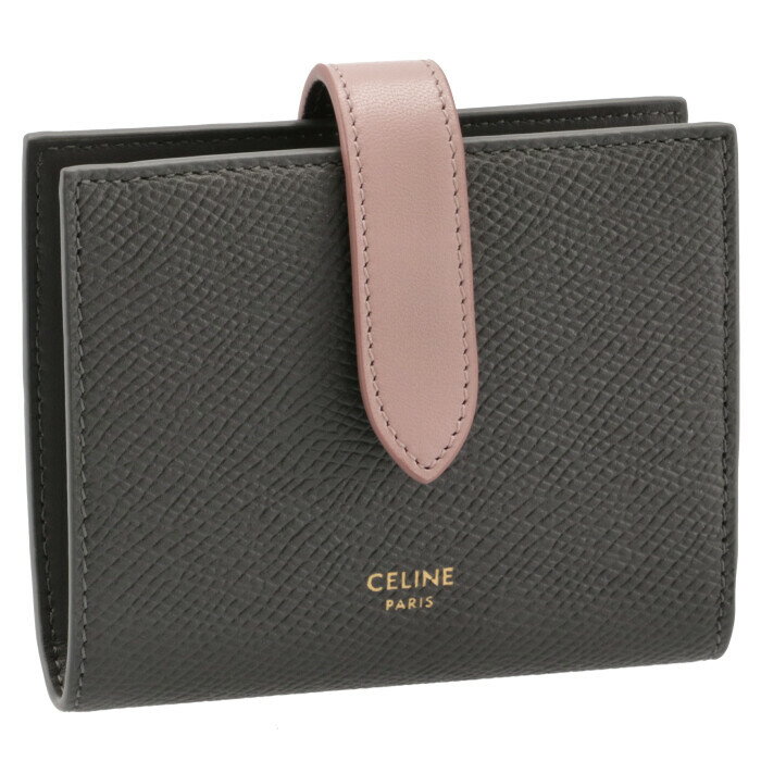 セリーヌ CELINE 財布 二つ折り スモール ストラップ ウォレット バイカラー グレー×ピンク 10H26 3BRU 10GV