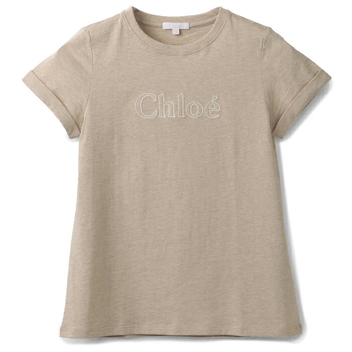 クロエ CHLOE 【大人もOK】キッズ Tシャツ チェーンステッチ ロゴ クルーネック 半袖シャツ 2024年春夏新作 C20112 0003 C03【2024SS】