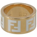 フェンディ プレゼント レディース フェンディ FENDI リング FFロゴ 指輪 レディース ホワイト×ゴールド 8AG945 TL9 F0A47